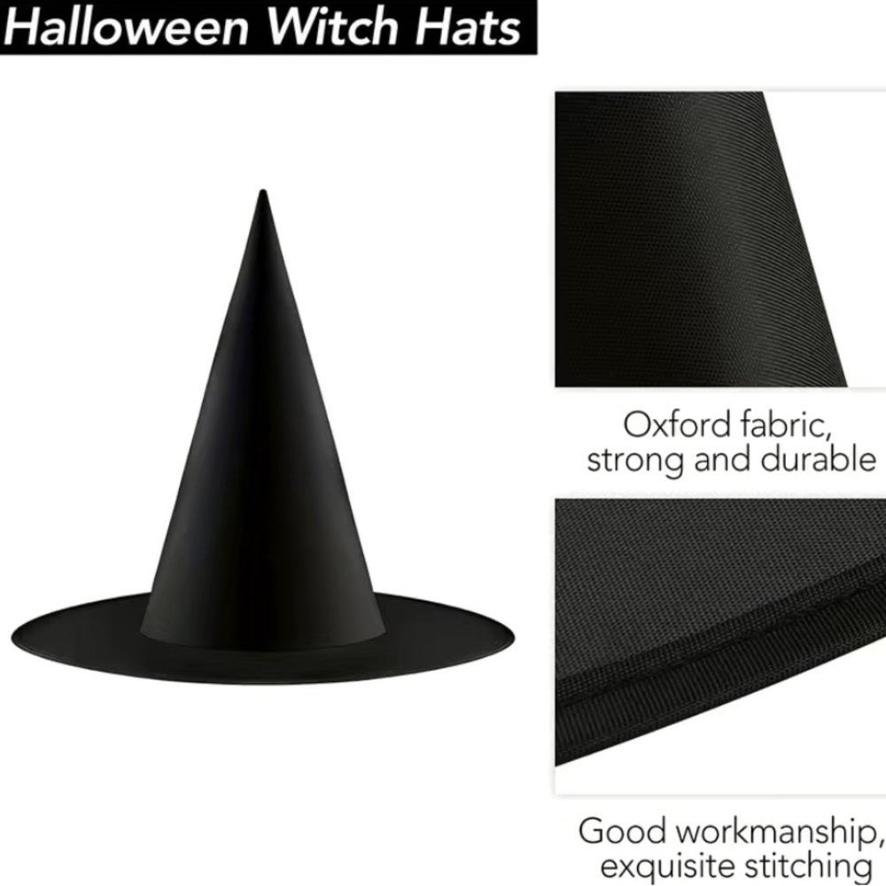 Set of 5 Halloween Black Witch Hat Fall Festival Octoberfest Party Costume - Picture 2 of 8